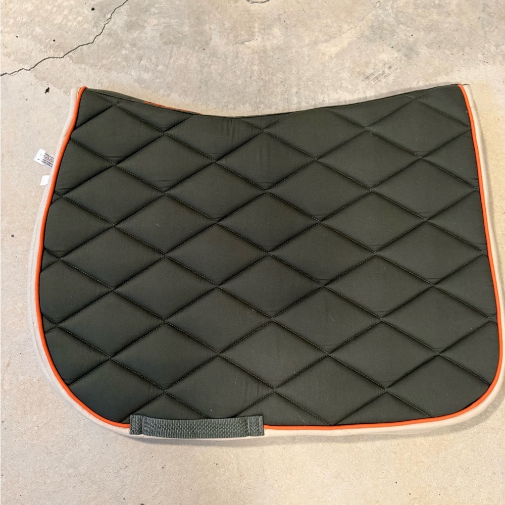 Black Quilted Saddle Pad with Orange Trim